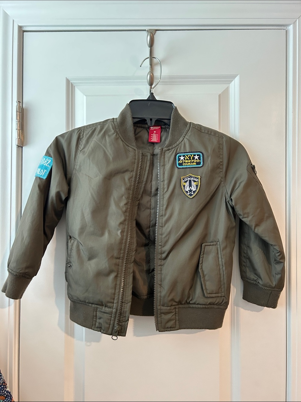 Arizona Jean Company Olive Green Patch Bomber Jacket